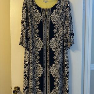 Sandra Darren Black and White Midi Dress